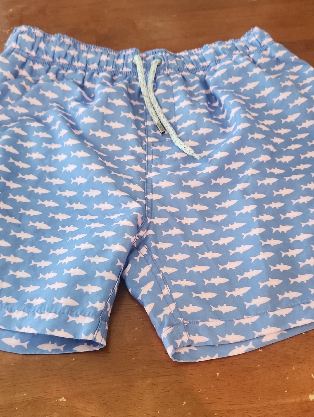 Men's Light Purple With Pink Shark-Print Swim Trunks Size L